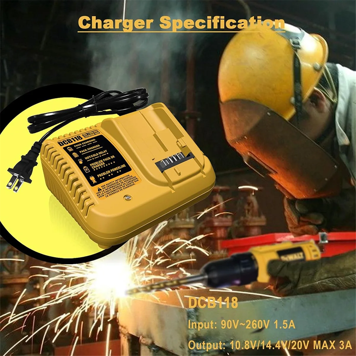 Gereedschap Voor Dewalt DCB118 12 V-20 V Tool Batterij Oplader DCB112 Toepasselijk voor Dewalt Lithium Batterij Opladen US-Plug