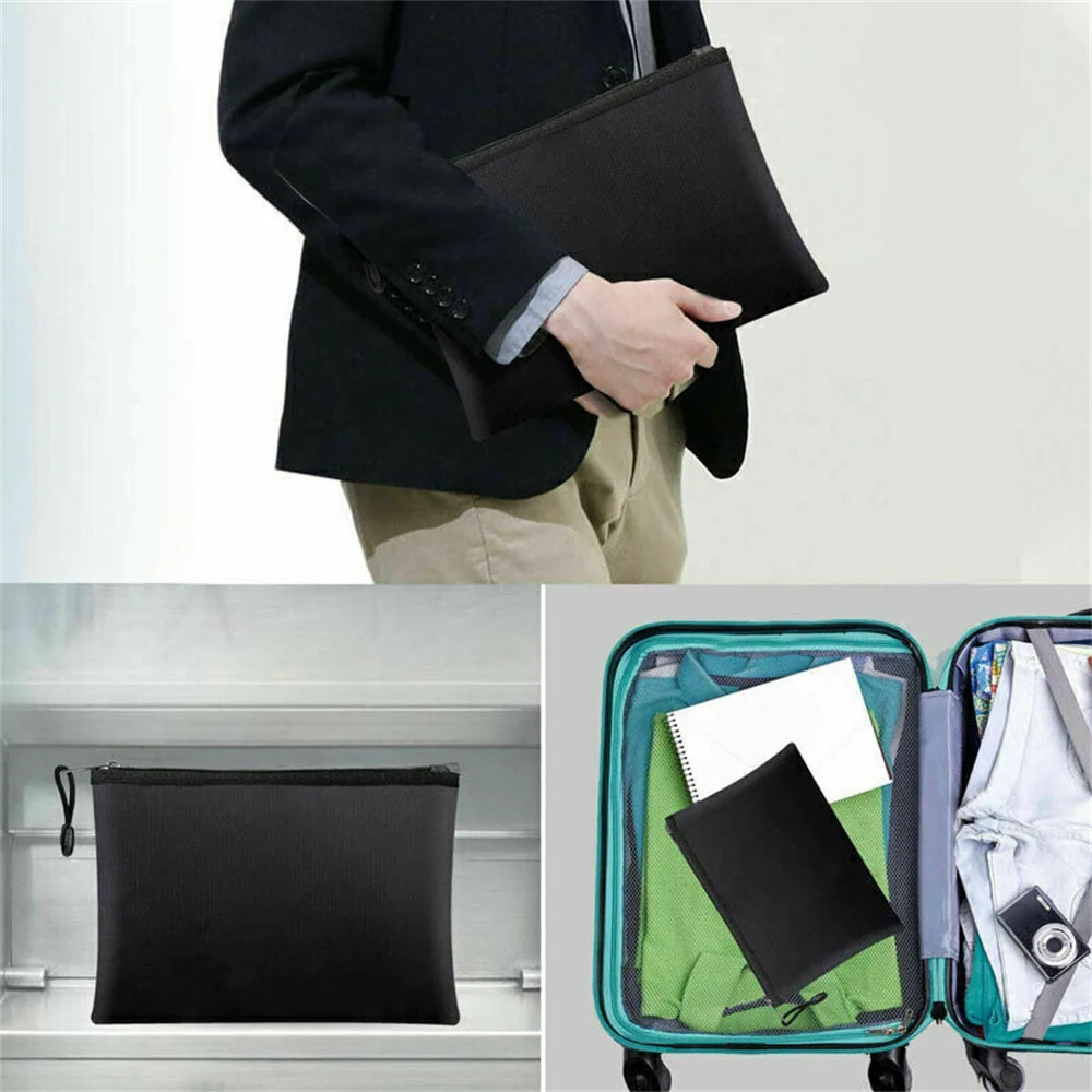 Portable Fireproof Waterproof Document Envelope File Folder Cash Pouch Fireproof Money Bag Safe Bag for Home Office S/M/L