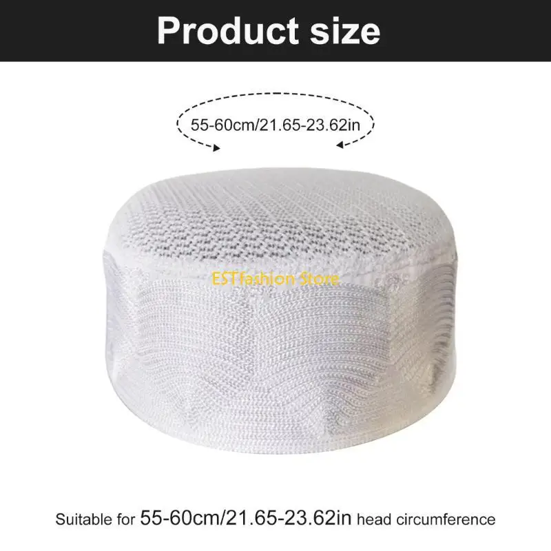 

Y5GC Namaz Muslims Men Prayer Hat Crocheted Islamic Headwear Islamic Hat Traditional Islamic Kufi Hat