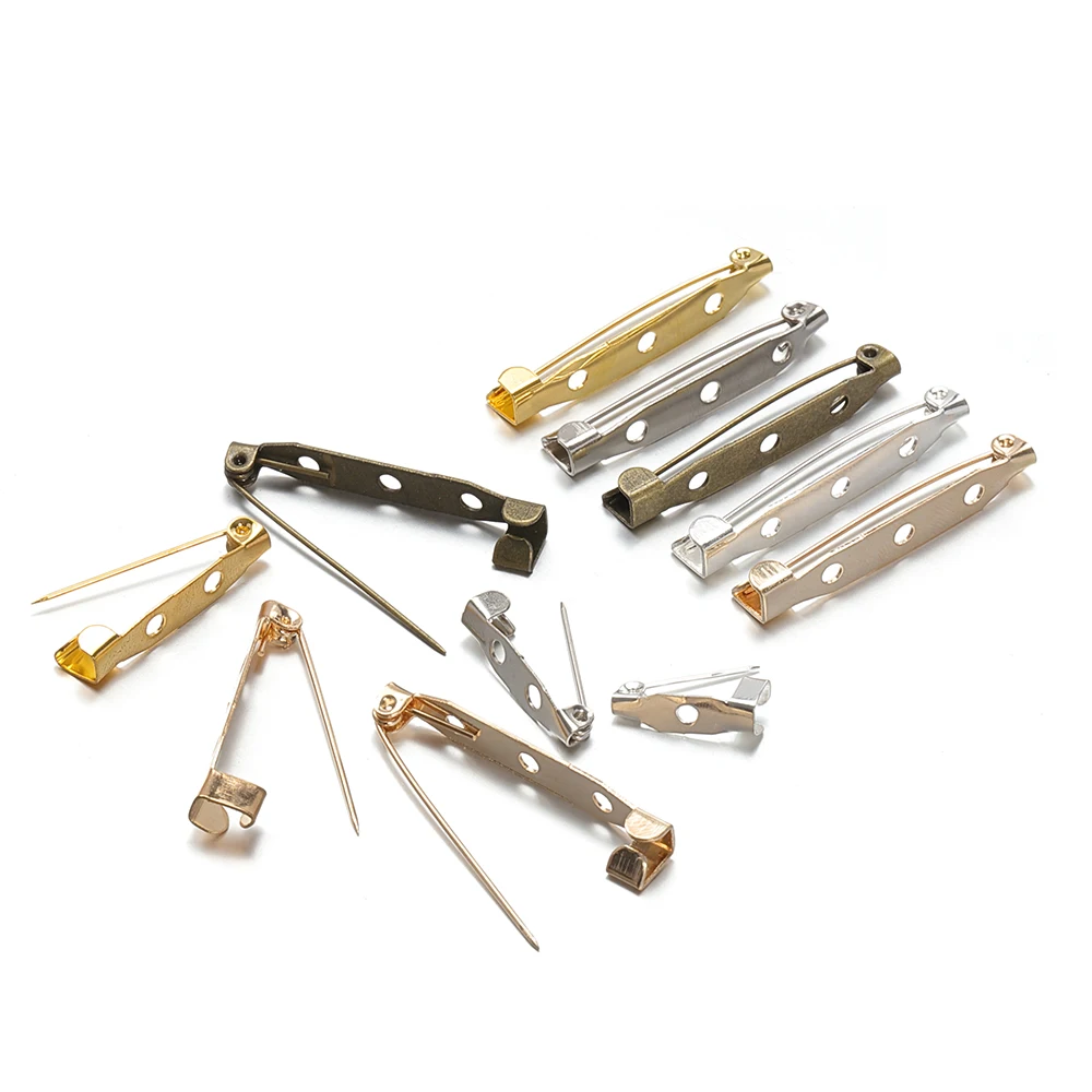 50 stücke 15-40mm Brosche Clip Basis Pins Silber/Gold Farbe Blank Safe Lock Brosche Pin Basis abzeichen Halter Für DIY Schmuck Machen – Detail 6
