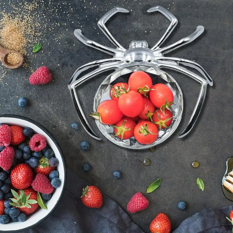 Electroplated Spider Fruit Tray Creative Candy Bowl Holder Kitchen Counter Cookie Fruit Plate For Bar Party Halloween Decoration