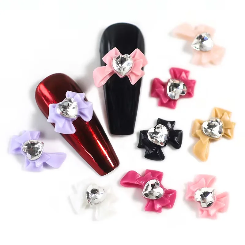 Kawaii 3D cristal arc Nail Art breloques décorations rose ruban arcs ballerine cravate bricolage manucure Salon ongles accessoires fournitures