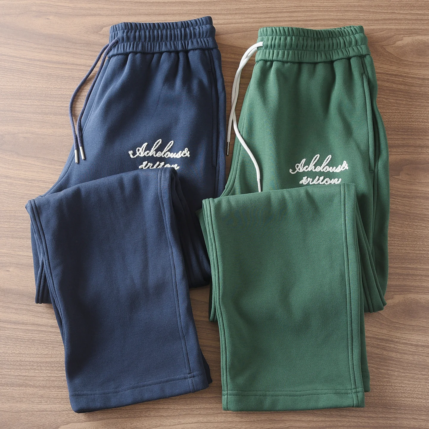 

Autumn New American Retro Heavyweight Letter Embroidery Thickened Sweatpants Men's Drawstring Sport Loose Straight Casual Pants