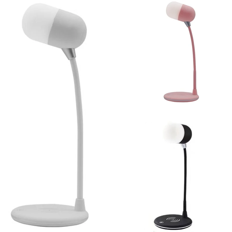 

HOT! Led Desk Lamp For Qi Wireless Smart Charger Home Office Bedside Table Night Lamp Bluetooth Connected Speaker