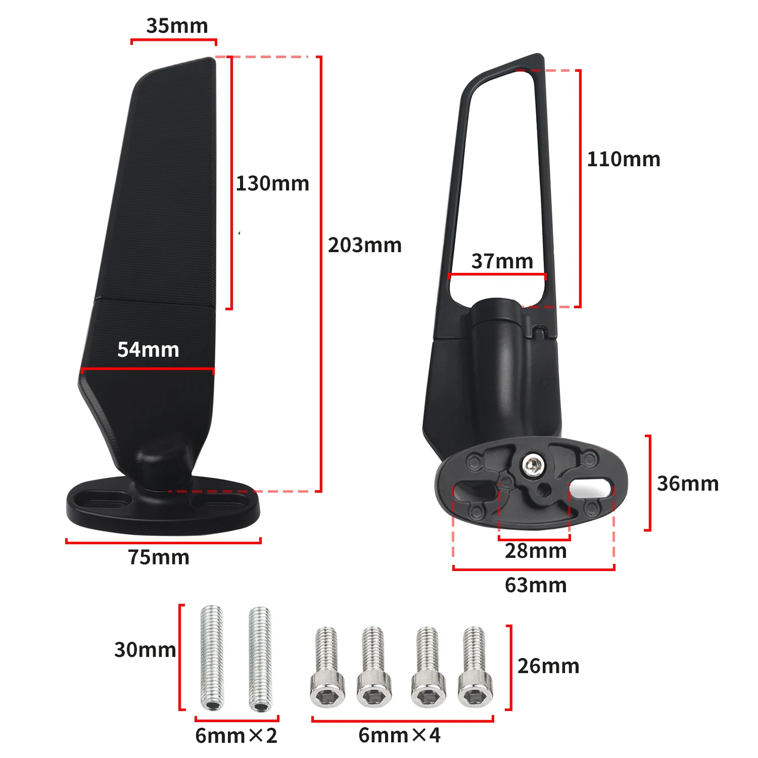 조정 가능한 회전 백미러, 가와사키 NINJA 300R 250R 400R NINJA1000 ER6F 오토바이 미러