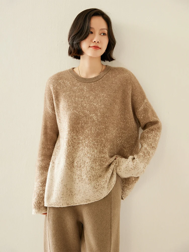 2025 Autumn Winter Women's 100% Cashmere Sweater O-neck Long Sleeve Pullover Base Cashmere Knitwear Soft Warm Comfy Clothing