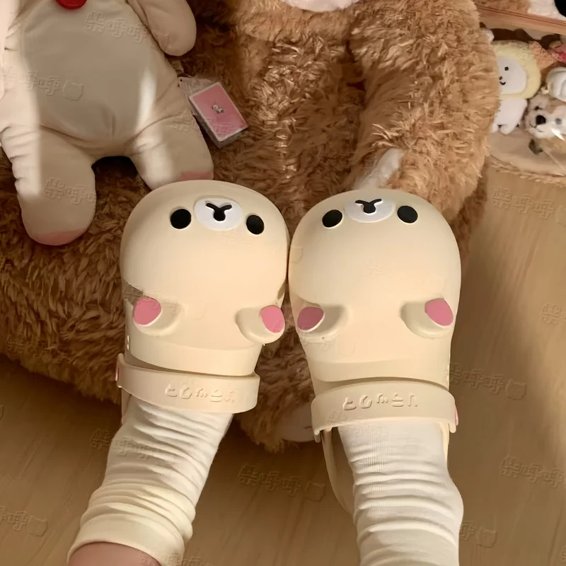 جديد Rilakkuma حذاء بفتحة الدب المريح مزيل العرق ومضاد للانزلاق شباشب ستيريو كرتونية إبداعية أحذية دمية الدب باوتو