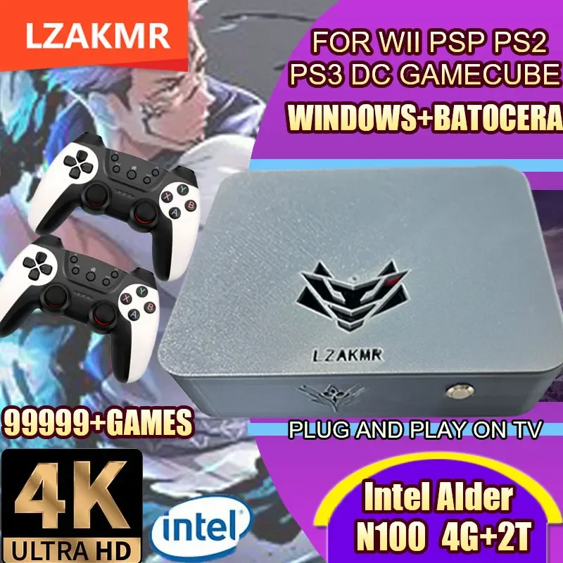 LZAKMR Experience Ultimate Gaming с игровой коробкой N100 Windows11 Игровая система 2 ТБ для PS2/PS3/WII/SS/GAMECUBE 99999+ игр