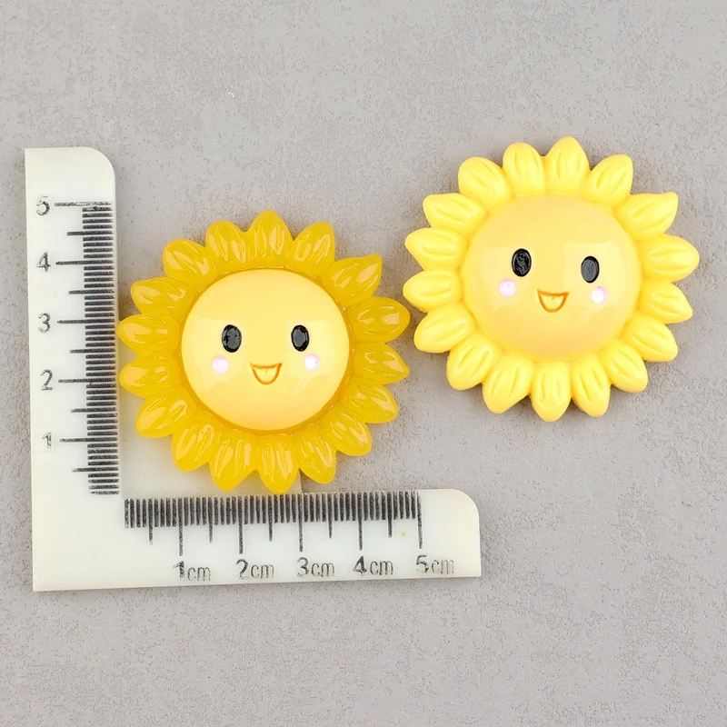 5Pcs Large Sunflower Luminous Resin Flatback Cabochon Figurine Scrapbook Embellishments Jewelry Accessories for Christmas Decor