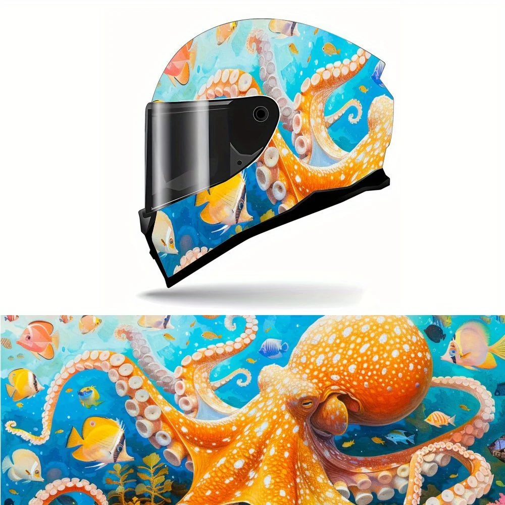 

Marine Octopus Lovers Car Helmet Decal, Anti-scratch Helmet Sticker, Self-adhesive Waterproof Helmet Vinyl Wraps Decoration, DIY