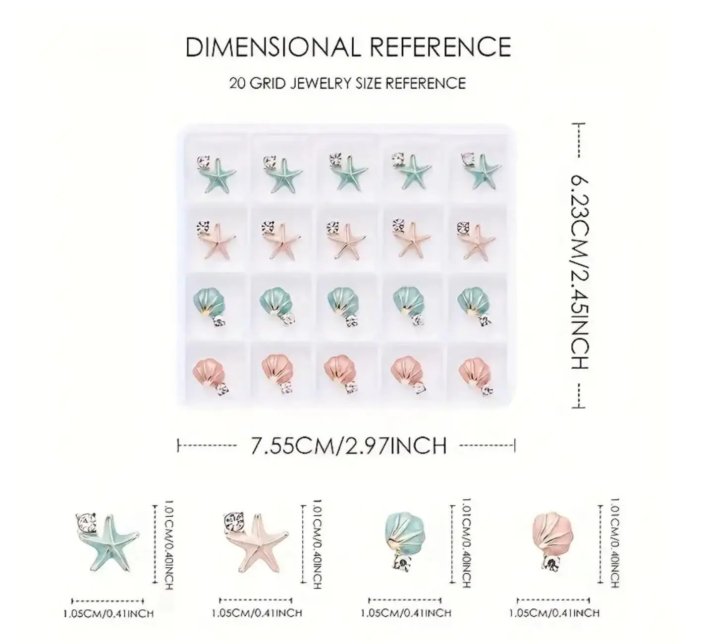 20 Stück 3D-Nagelkunst-Charms mit Seestern/Muscheln und Strasssteinen, Emaille-Nagelzubehör mit Ozean-Motiv für DIY-Maniküre-Dekorationen *