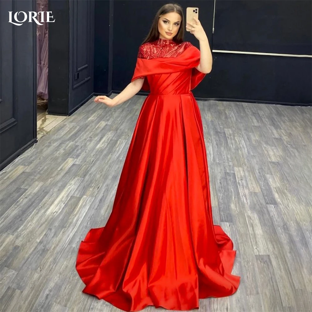 

LORIE Glitter Lace Elegant Formal Evening Dresses Sparkly Beadings High Neck Prom Dress A-Line Pageant Pleats 2024 Party Gowns