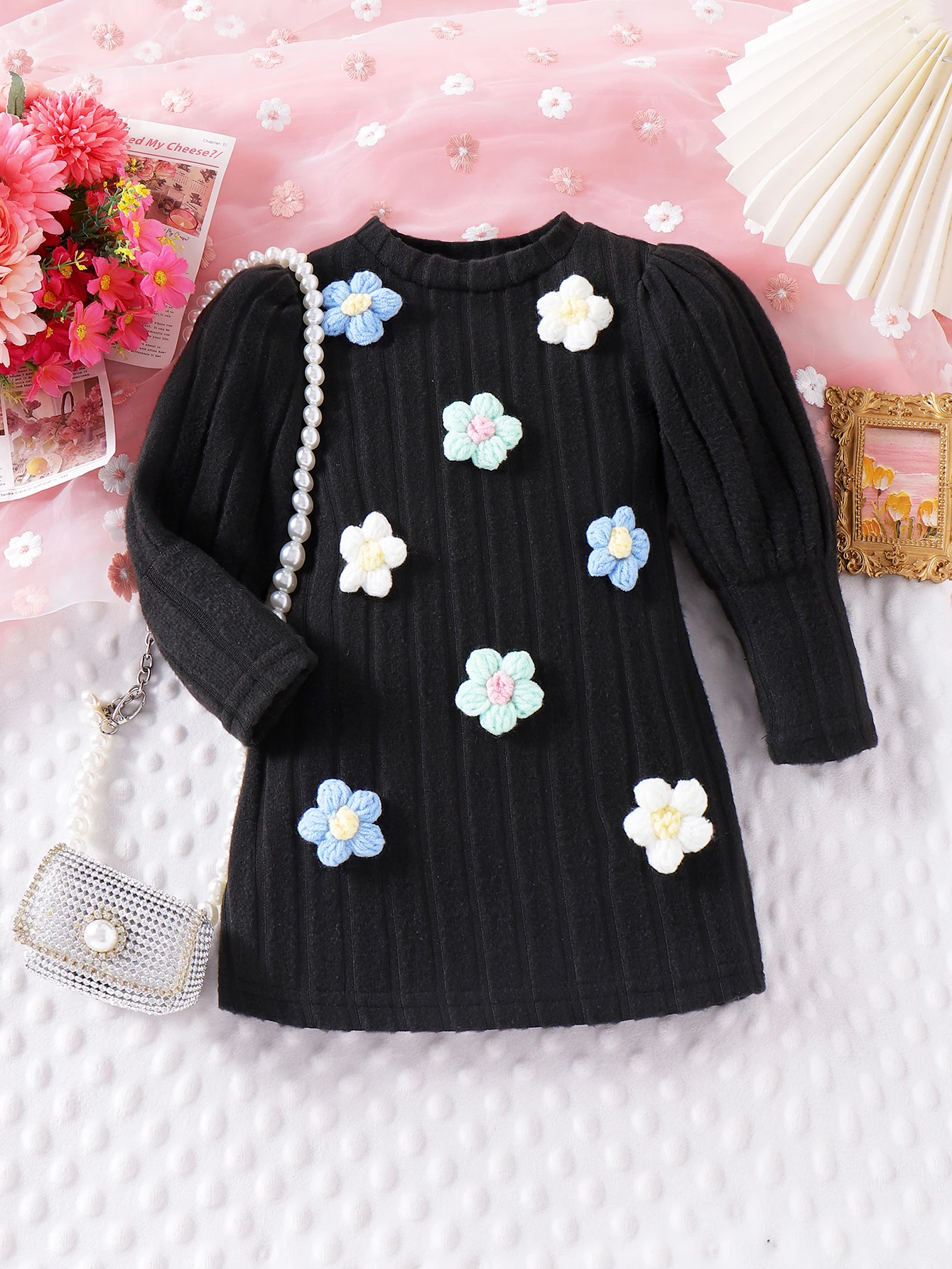 Autumn New Style For Girls Aged 0-3 Years Old, Comfortable Fashionable Foreign Style Flower Embroidered Black Dress