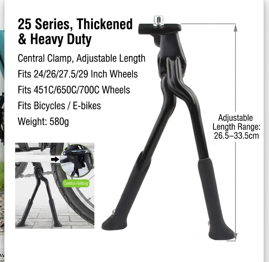 Bicycle Double Leg Center Kickstand Non-slip Foldable Bike Parking Rack Support Stand Fit 24-29 Inch MTB Road Cycling Accessory