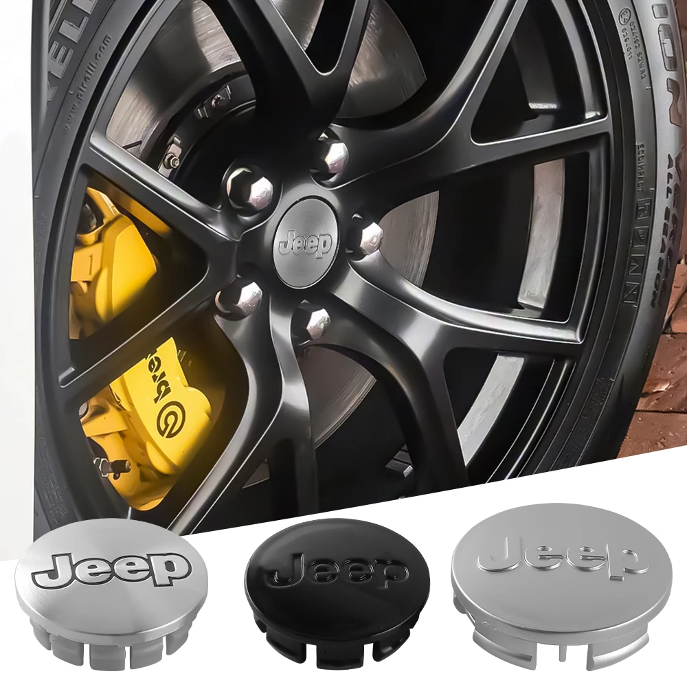 Couvercle de moyeu de capuchon central de roue de style de voiture, 4 pièces, 55/64mm, couvercle d'emblème de pneu pour Jeep Grand Cherokee Wrangler Renegaed Compass Rubicon
