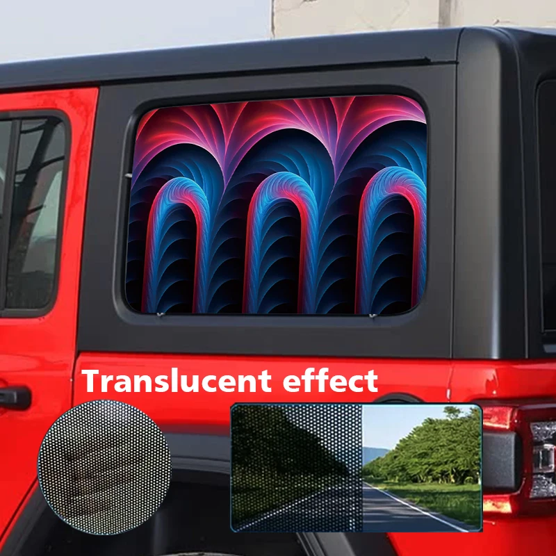 

2Pcs side glass window decal with one-way Visual Identity for best privacy. PVC material, hollow design