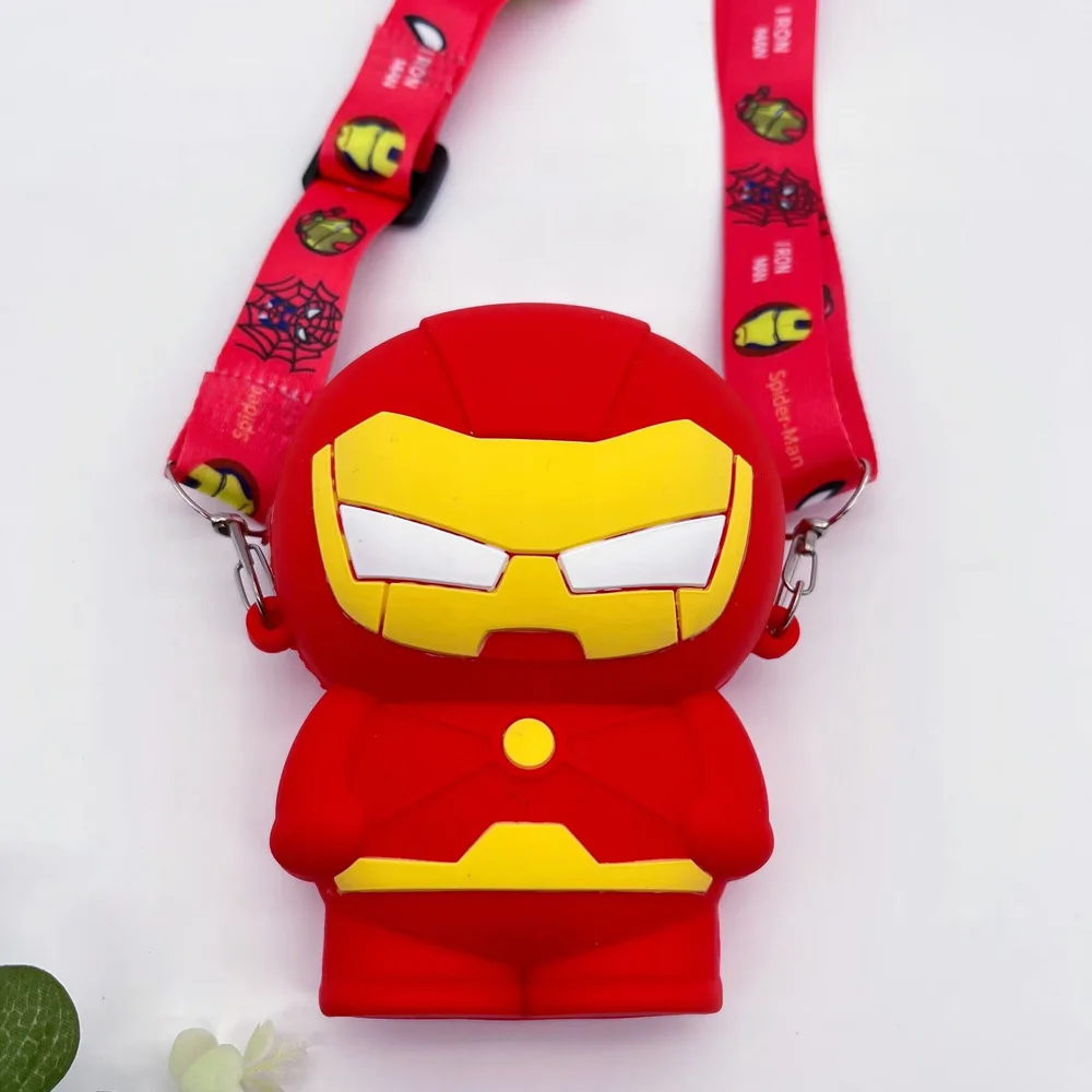 Anime The Avengers Marvel Cartoon Cute Spider Man Trendy Cool Change Card Bag Iron Man Adjustable Strap Kids Crossbody Bag