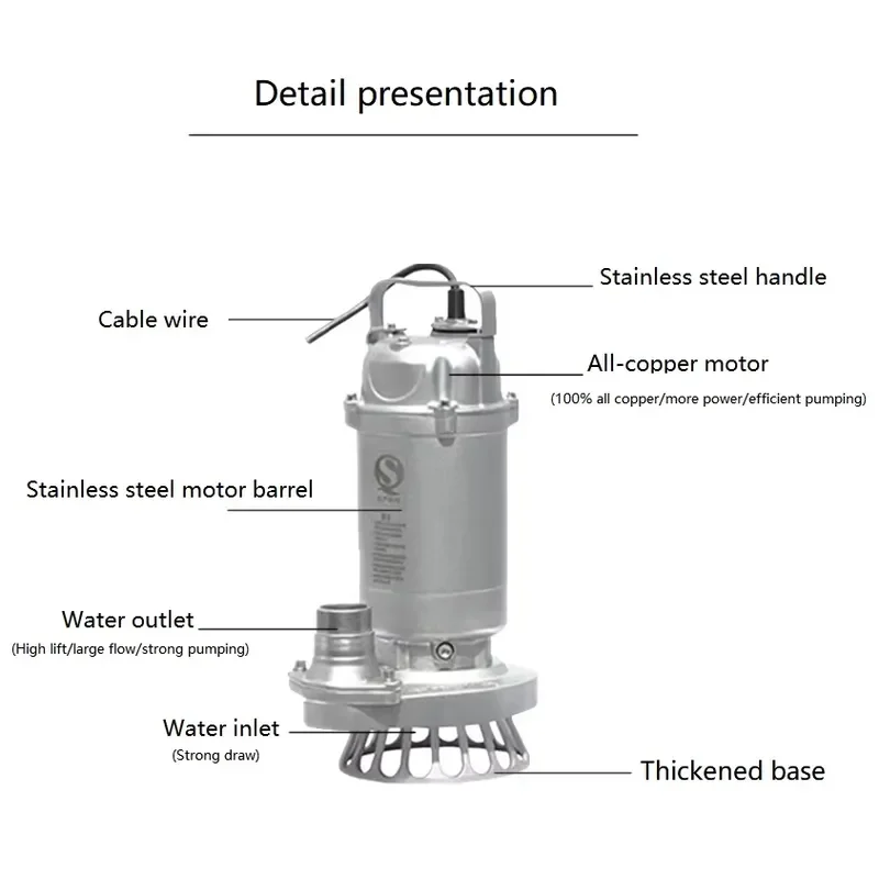 custom 48V 60V DC Brushless Stainless Steel Submersible Pump 304 Sewage Water Pump Acid Alkali Corrosion Resistant for