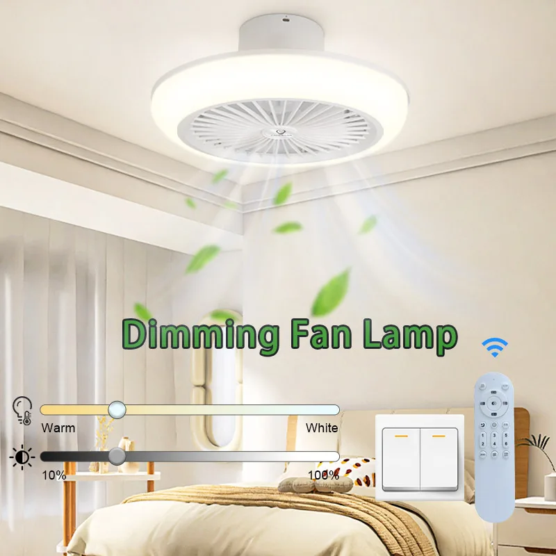 

Dimmable Ceiling Fan Lamp 110V 220V Electric Ceiling Fan Light with 3 Colors Remote Control for Room Living room kitchen Light