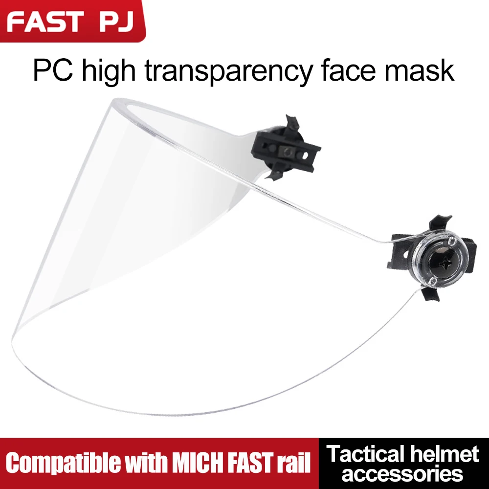 FAST/MICH Tactical Helmet Goggles - PC Clear Protective Visor, Rail-Mounted for IBH Protective Helmet