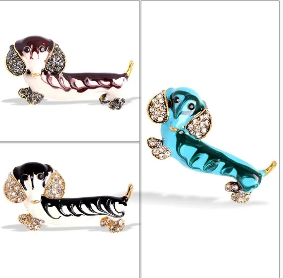 Poodle Cute Pet Dog Brooch with Personalized Creativity Shining Crystal Animal Brooch