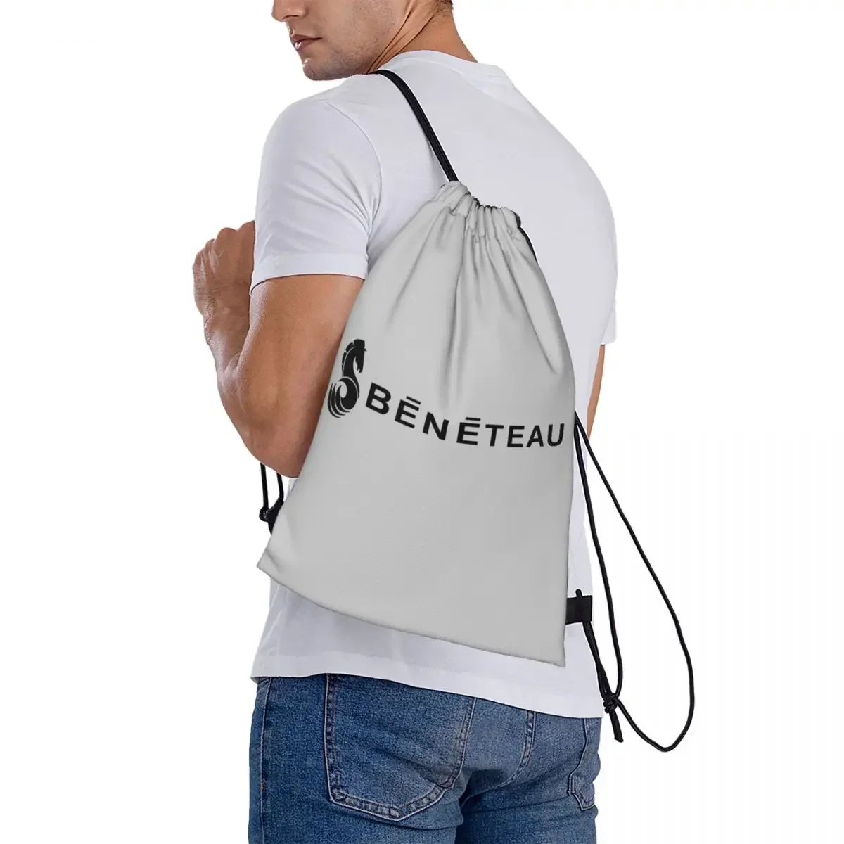 Beneteau Yachts Boats Logo Backpacks Portable Drawstring Bags Drawstring Bundle Pocket Sports Bag BookBag For Man Woman Students