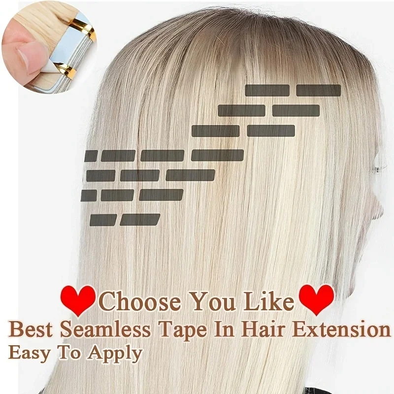 PROKYVITY 10/20 個ナチュラルルックテープインヘアエクステンション 100% 人毛 12-24 インチシームレス再利用可能なヘアピース女性用