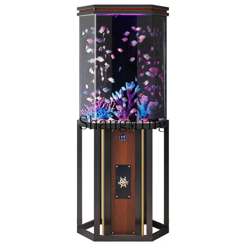FG good-looking  creative fish tank ecological floor living room small round aquarium