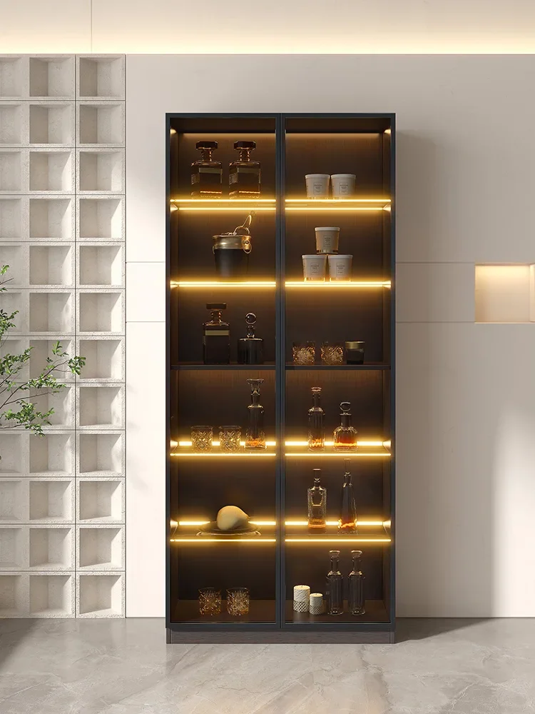 Glass wine cabinet, living room against the wall, modern and simple household light luxury, high-end small glass cabinet