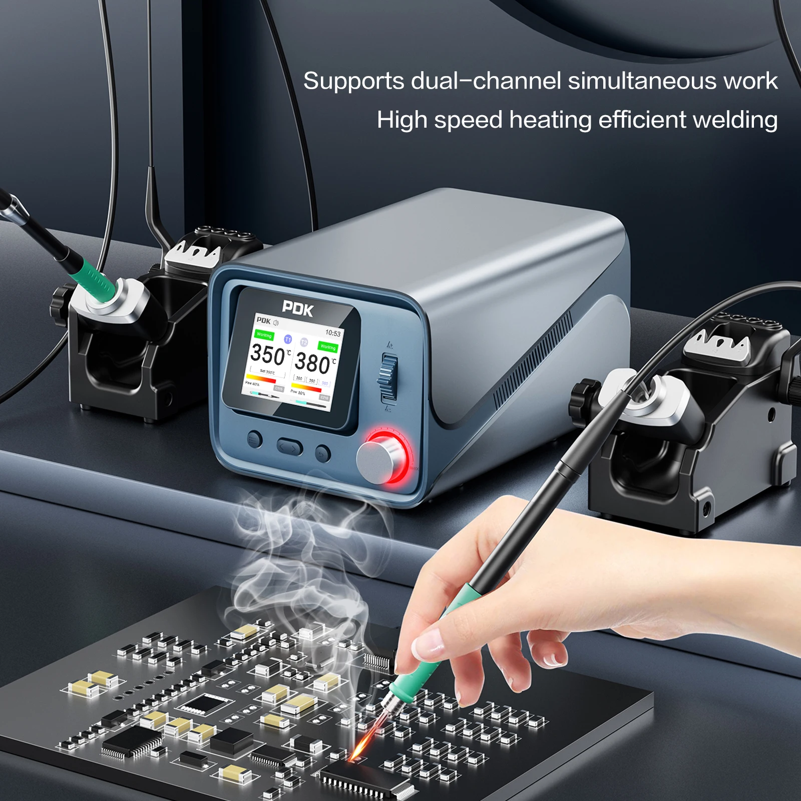 i2C PDK1200 300W Dual Soldering Station Work with T115 T210 T245 Tools Welder Repair BGA SMD Phone Various Components