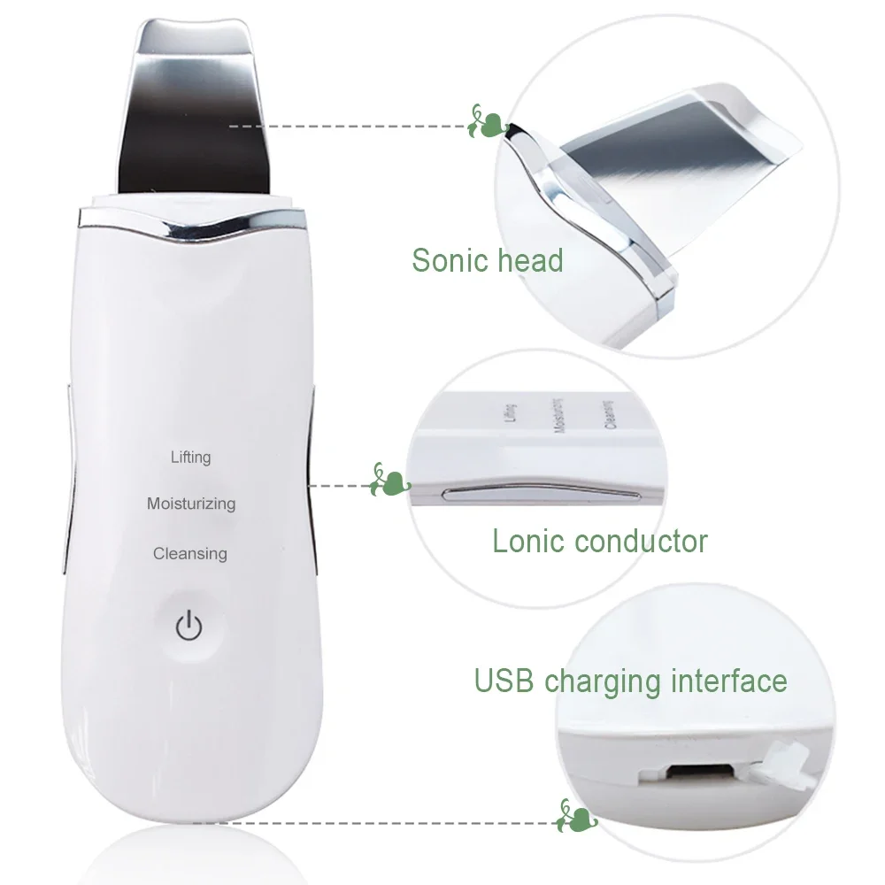 Vibração elétrica ultra sônica rosto espátula ferramenta rosto purificador da pele removedor de cravo facial poros limpador face lifting limpeza profunda