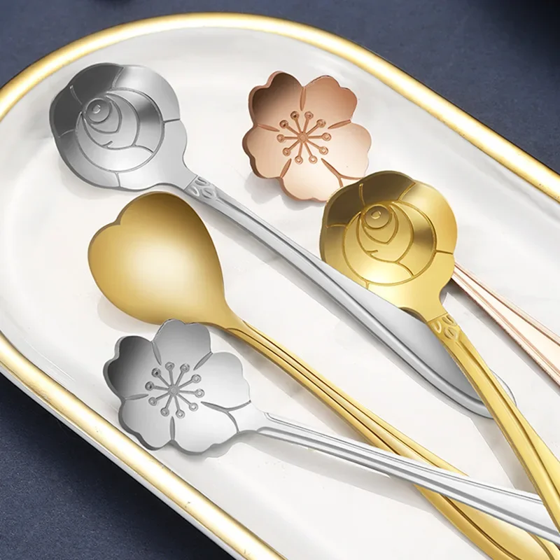 Mini Stainless Steel Espresso & Dessert Tea Spoons, long handle porcelain spoons Perfect for Demitasse & Small Servings