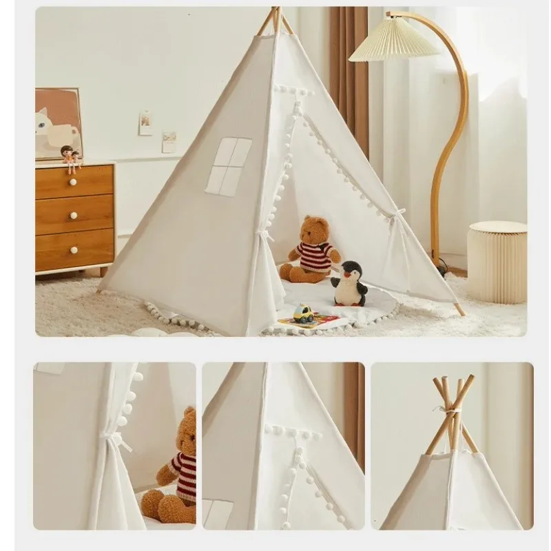 1.6m/1.3m Kid Tent Indoor Play House Wigwam for Child Portable Child Tipi Tents Teepee Toddler Ball Pit Girl Castle Play Room