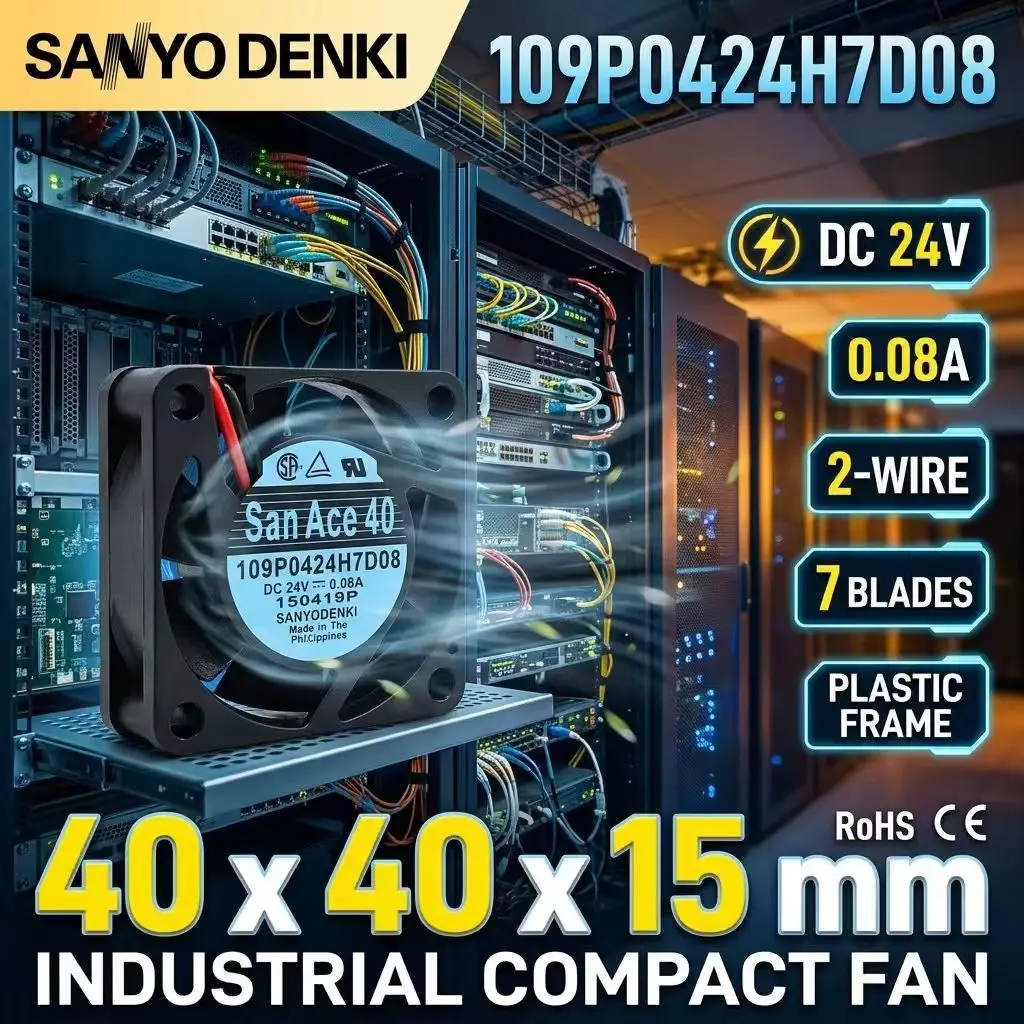 For SANYO DENKI San Ace 40 109P0424H7D08 DC 24V 0.08A 4015 40x40x15mm 2Wire Dual Ball Bearing Welder Server Inverter Cooler Fan