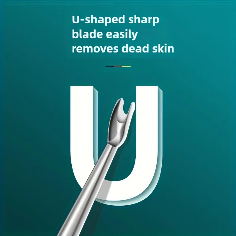 Professional Stainless Steel Cuticle Pusher with Thick Handle - V-Shaped Blade for Precise Dead Light Beige Removal