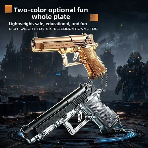 Pistola de Broma Eléctrica con Disparo de Balas, Lanzador Funcional, Modelo de Pistola, Gadget Antiestrés, Accesorio para Mochila