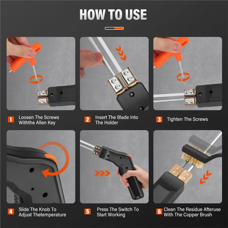 F-F 300W Hot Knife Foam Cutter 0-600℃ Rope Cutter With Cooling System Styrofoam-Cutter Electric With 3 Blade, EU Plig EU Plug