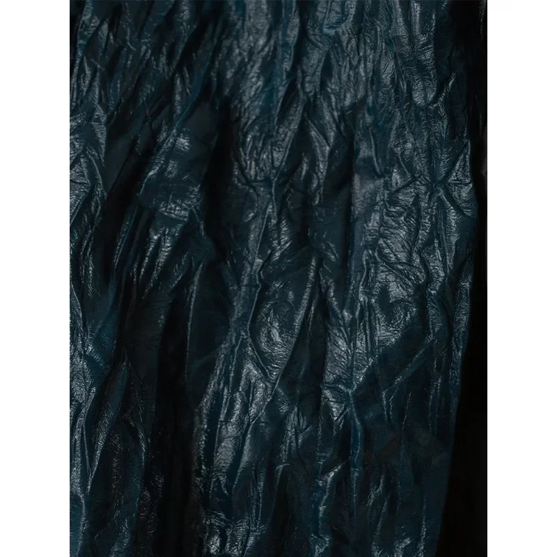 شمع الزيت والجلود الراقية الغنية الكوبالت الأزرق الملمس التجاعيد التدرج الإبداعية الشرير سترة صورة ظلية مصمم النسيج #4