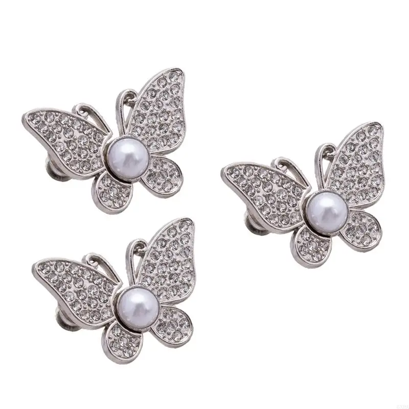 3 قطعة اللؤلؤ المألوف الراين فراشة الخصر تشديد كليب الخصر المشدود ل السراويل فضفاضة الجينز النساء فتاة استخدام 6XDA