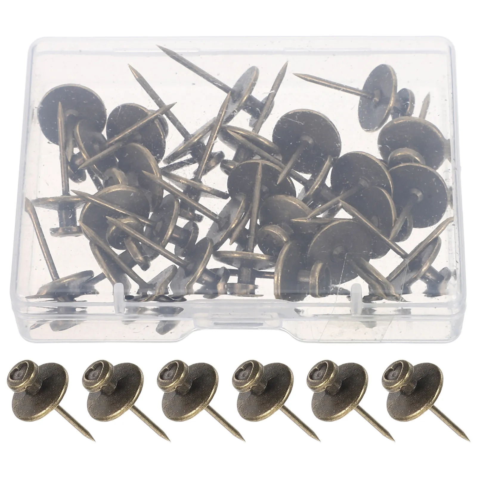 30Pcs Decorative Picture Hooks Love Shape Zinc Alloy Thumb Tacks for Cork Board Wall Pins Photo Frame Hangers Cork Board Pin