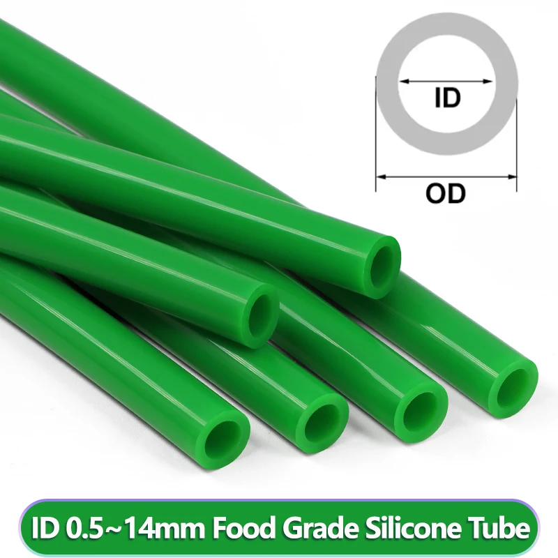 2/5m Food Grade Silicone Tube Green Diameter 0.5mm - 14mm Highly Transparent Capillary Odorless Flexible Silicone Rubber Hose