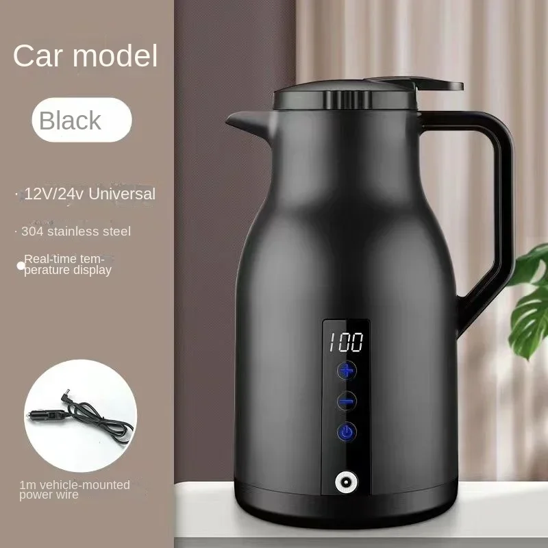 12V/24V Portable Water Kettle for Car, 1000ml Stainless Steel Warmer Bottle