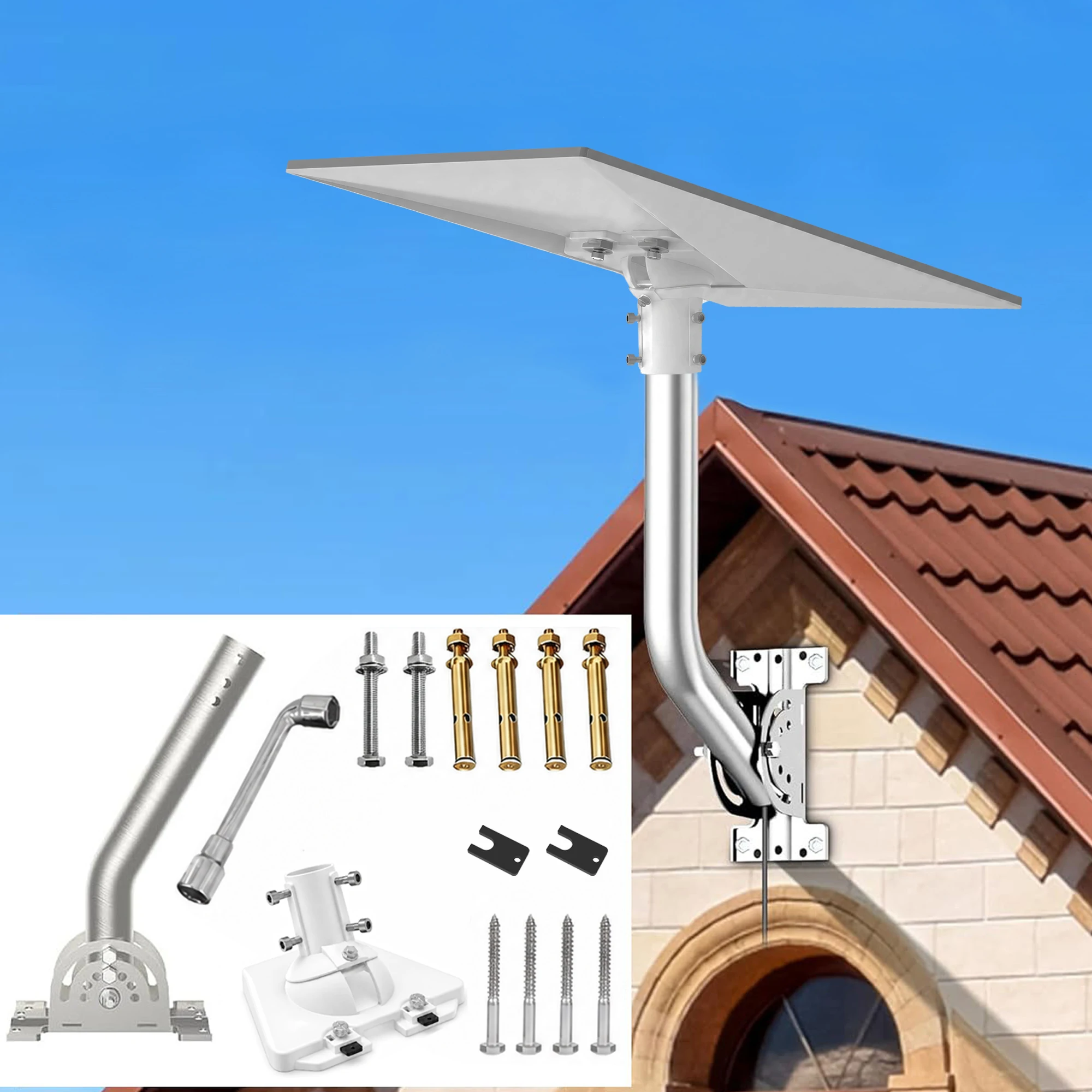 Starlink Gen 3 Roof Mount,Adjustable 160° Tilt Wall & Pole Mounting Kit with Pipe Adapter,Starlink Standard 4,4X,Enterprise Dish