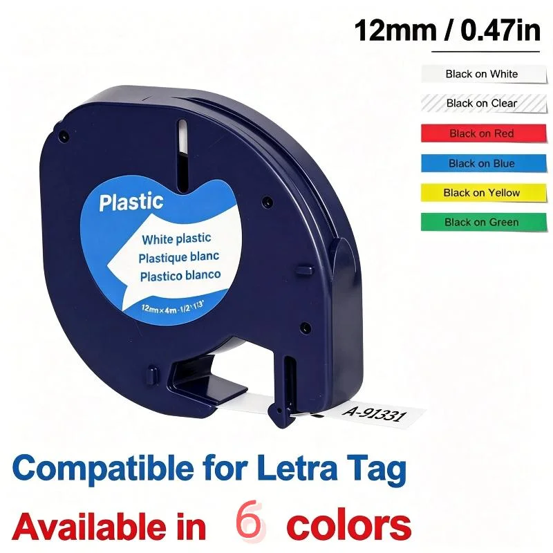 Compatible Dymo LT Label Tapes Clear Print Multi Color For Home Office Inventory Sorting Fits LT200 LT100H LT100T LT2000