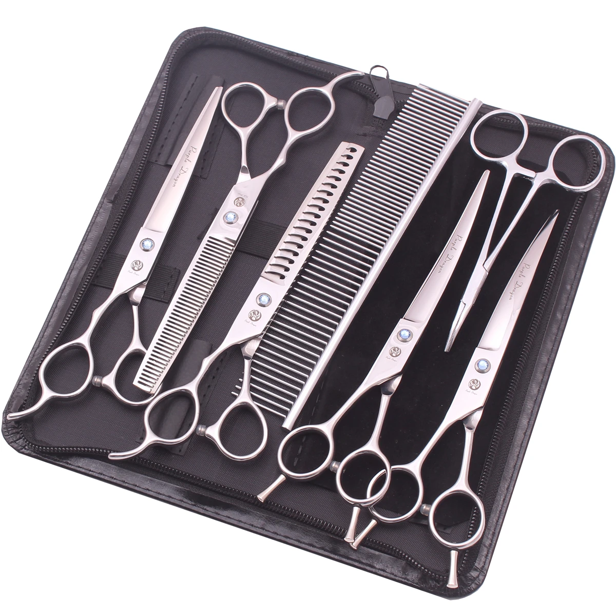 7'' Left  Hand Dog Grooming Scissors Thinning Shears Professional Cat Pet Scissors Hemostatic Forceps Hair Cutting JP 440C Z3006