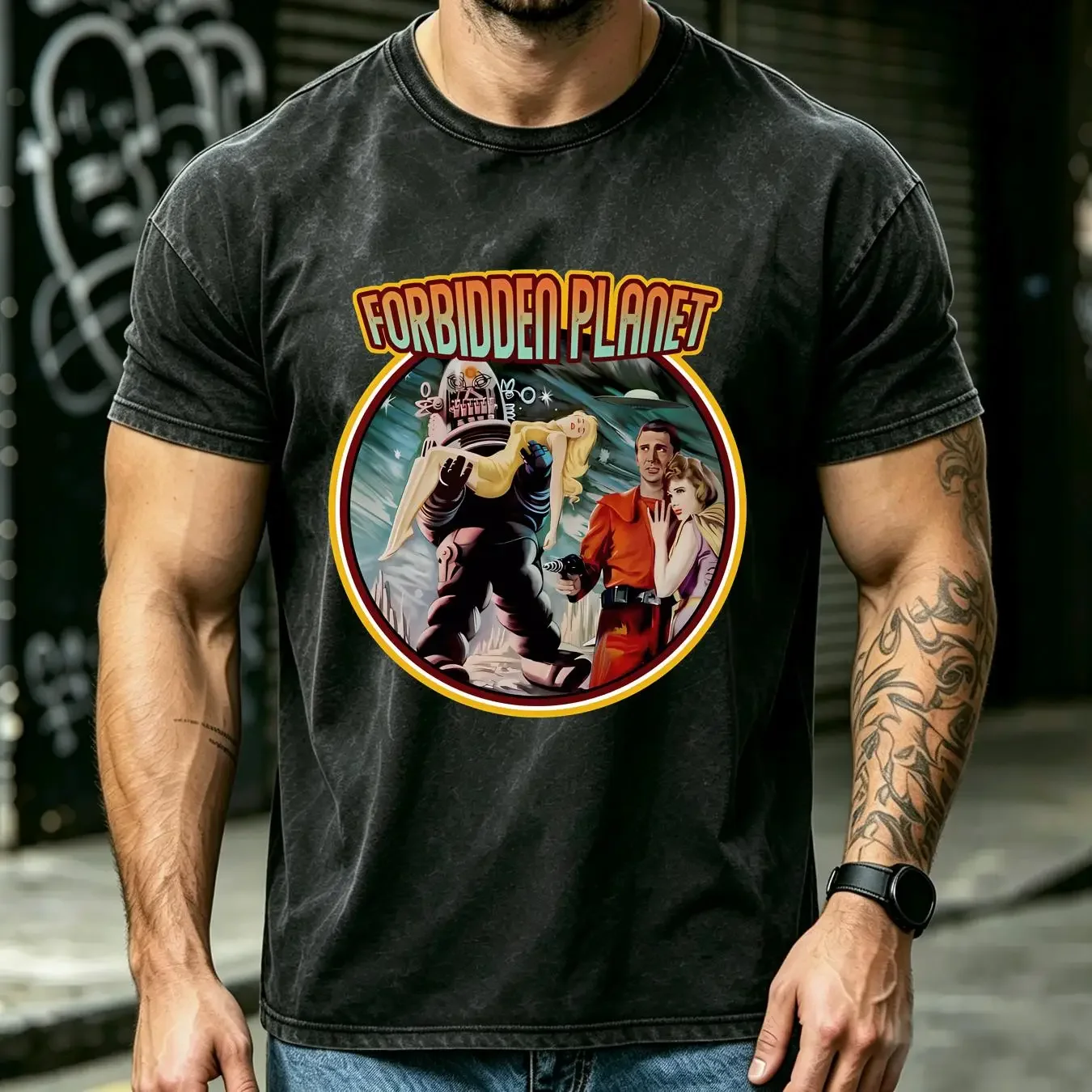 washed T Shirt New Forbidden Planet Retro logo Men's funny Size S to 5XL long or short sleeves vintage Washed designer clothes