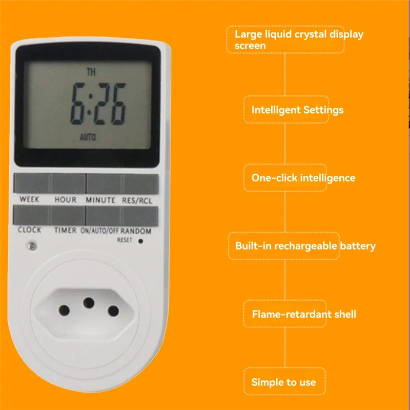 ONCE Intelligenter digitaler Innentemperaturregler mit LCD-Display, BR-Schaltsteckdose, 120 V 60 Hz Timing-Leistungsregelung