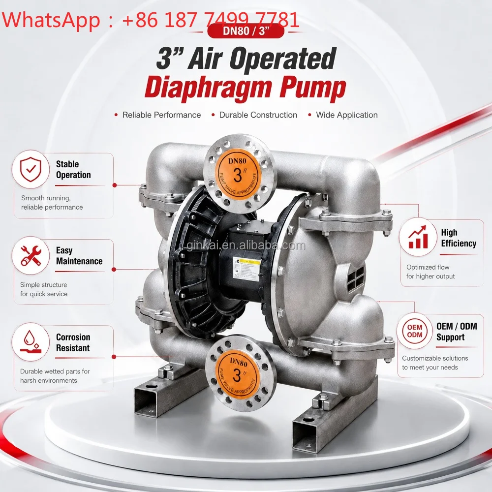 Stainless Steel Air Operated Double Diaphragm Pump Ink Powder Corrosion Resistant Industrial Fluid Transfer Pump