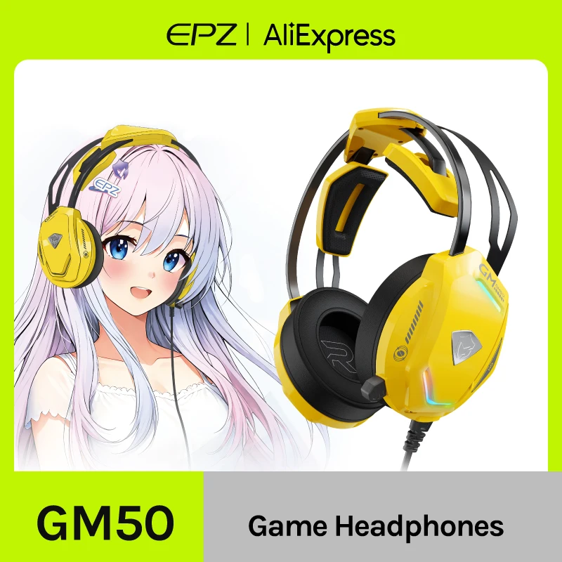 EPZ GM50 Gaming Headset Over-Ear Headphones 7.1 Surround Sound ENC Noise reduction MIC Omnidirectional PC PS4 PS5 Options Game