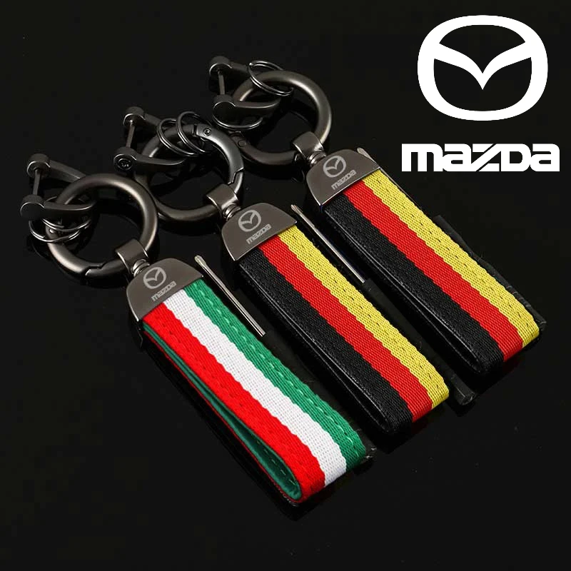 Nylon Webbing Car Keychain Holder Key Ring Pendant for Mazda 2 3 5 6 Axela Protege Atenza Cx3 Cx-5 Cx7 Mx5 Rx7 Cx-9 Rx-8 626 323